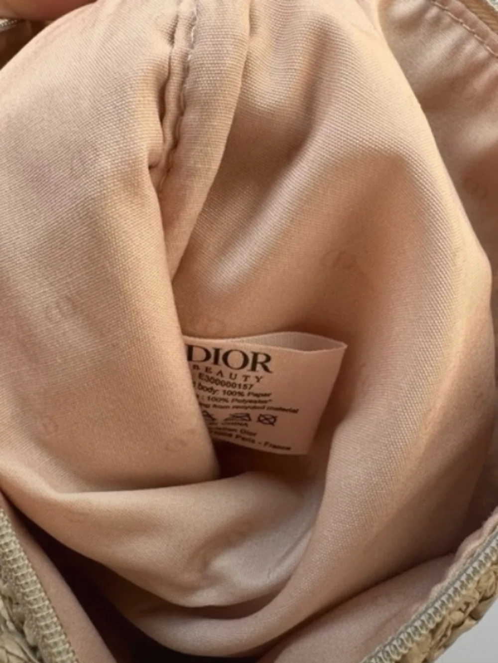 Dior-Logo Raffia Woven Zip Pouch 🤎 - Picture 4 of 6